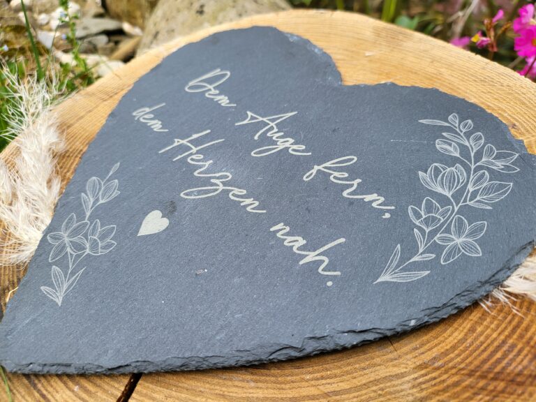 Personalisierte Schieferplatte Herz, Andenken, Trauergeschenk