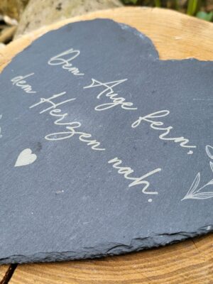 Personalisierte Schieferplatte Herz, Andenken, Trauergeschenk